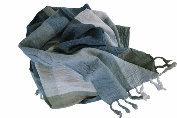 Geruit linnen tafelkleed groen, blauw - Afbeelding 3
