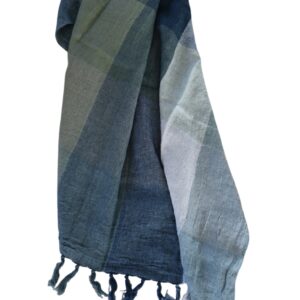 Geruit linnen tafelkleed groen, blauw
