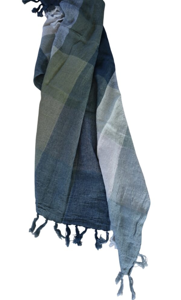 Geruit linnen tafelkleed groen, blauw