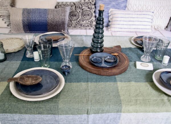 Geruit linnen tafelkleed groen, blauw - Afbeelding 4